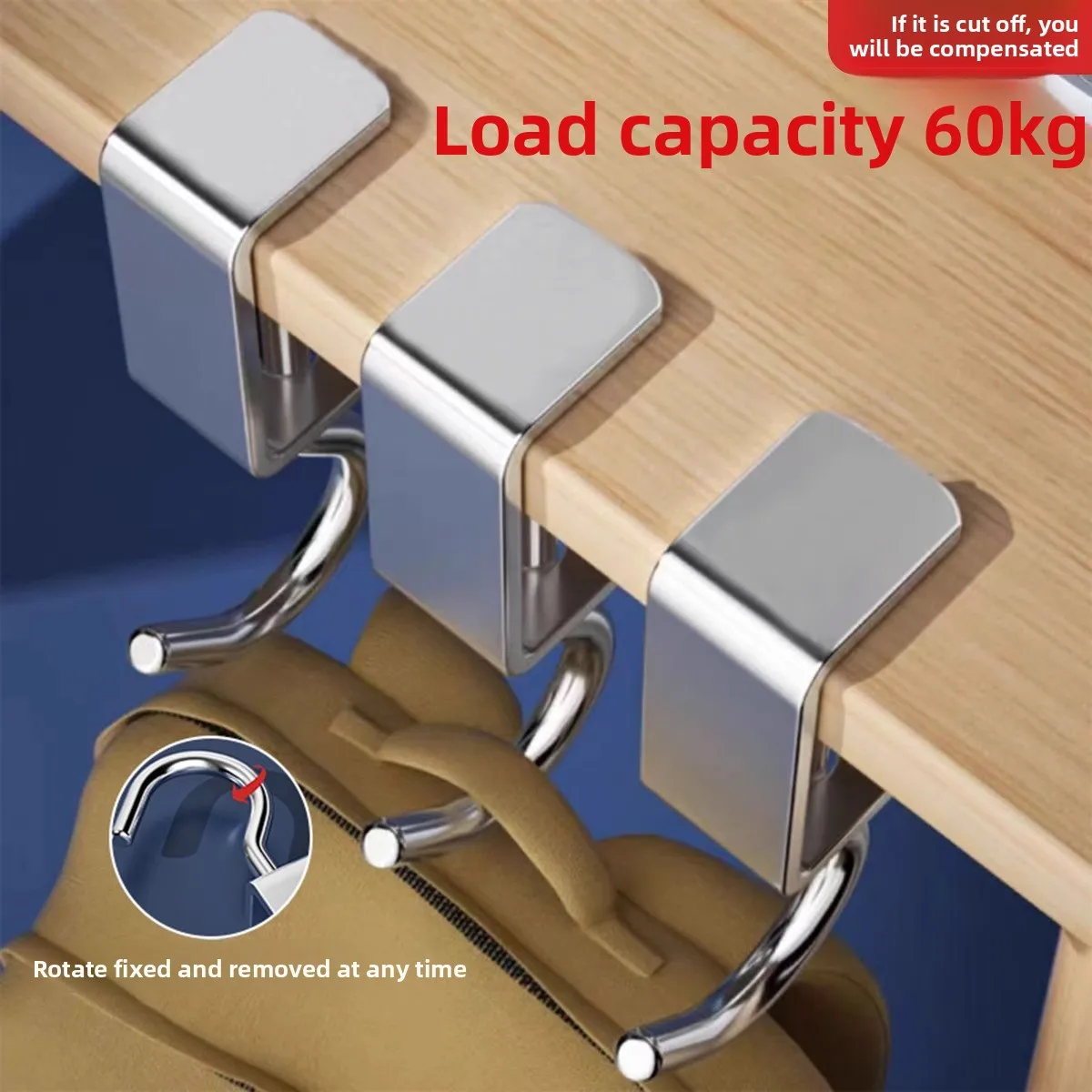 5pcs Adjustable No-Drill Desk Hook for School Bags - Heavy Duty Removable Hanger, Student Backpack Organizer for Table Edge