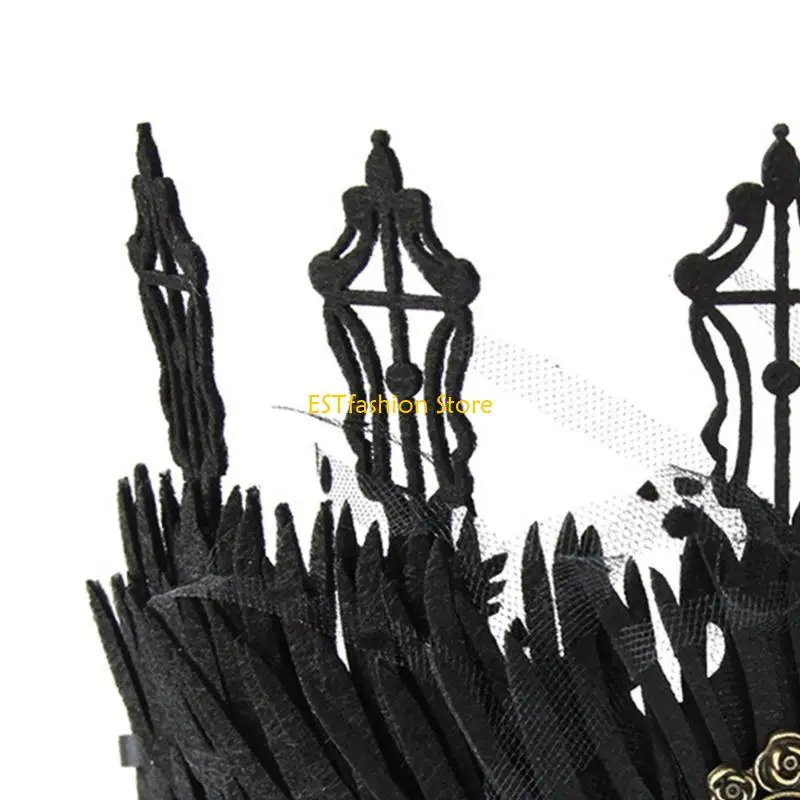 

Y5GC Halloween Goth Crown Black Queen Crown Goth Headband Witch Crown Headpiece