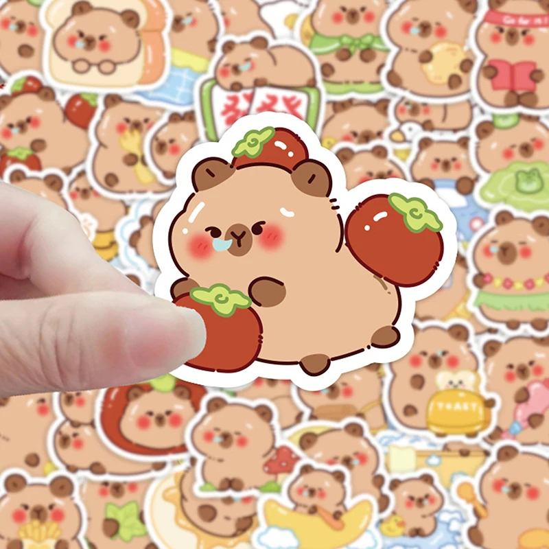 50PCS Cute Cartoon Animals Capybara Stickers Kids Gift For Laptop Luggage Phone Notebook Waterproof Graffiti Bicycle Decals