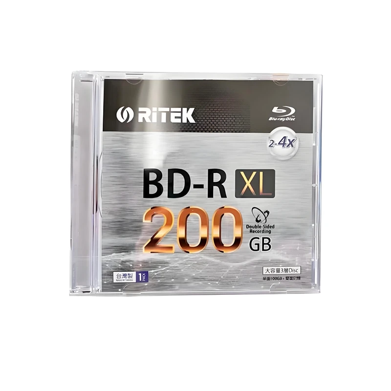 1PCS Ritek BD-R XL Double Sided Blank Blue Ray Disk 200GB 1040min 24X Speed Recordable Blu-ray Disc For Data & Vedio Storage