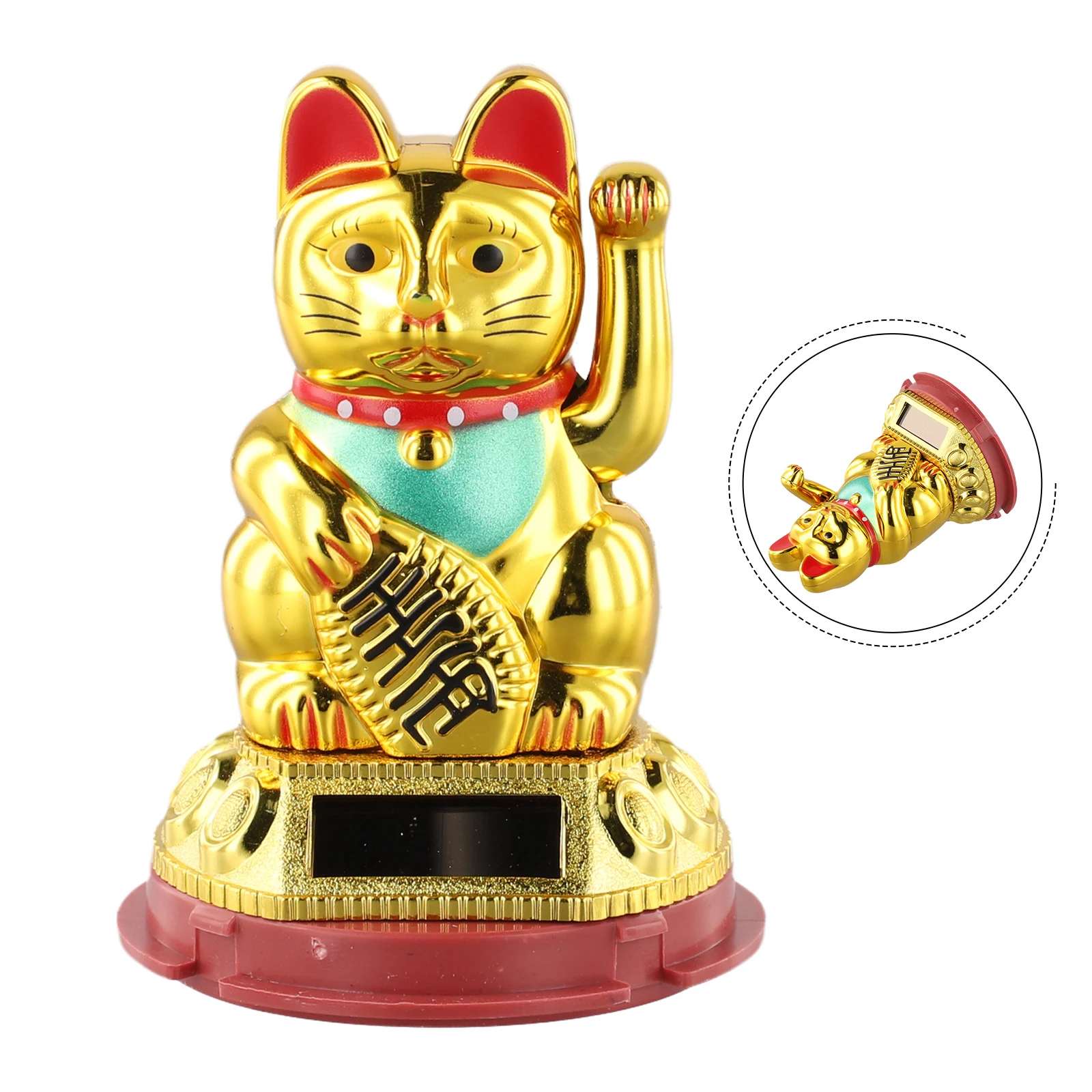 Solar Waving Lucky Cat Ornament, Symbol of Prosperity and Fortune, Perfect for Home, Office, and Car Decorations