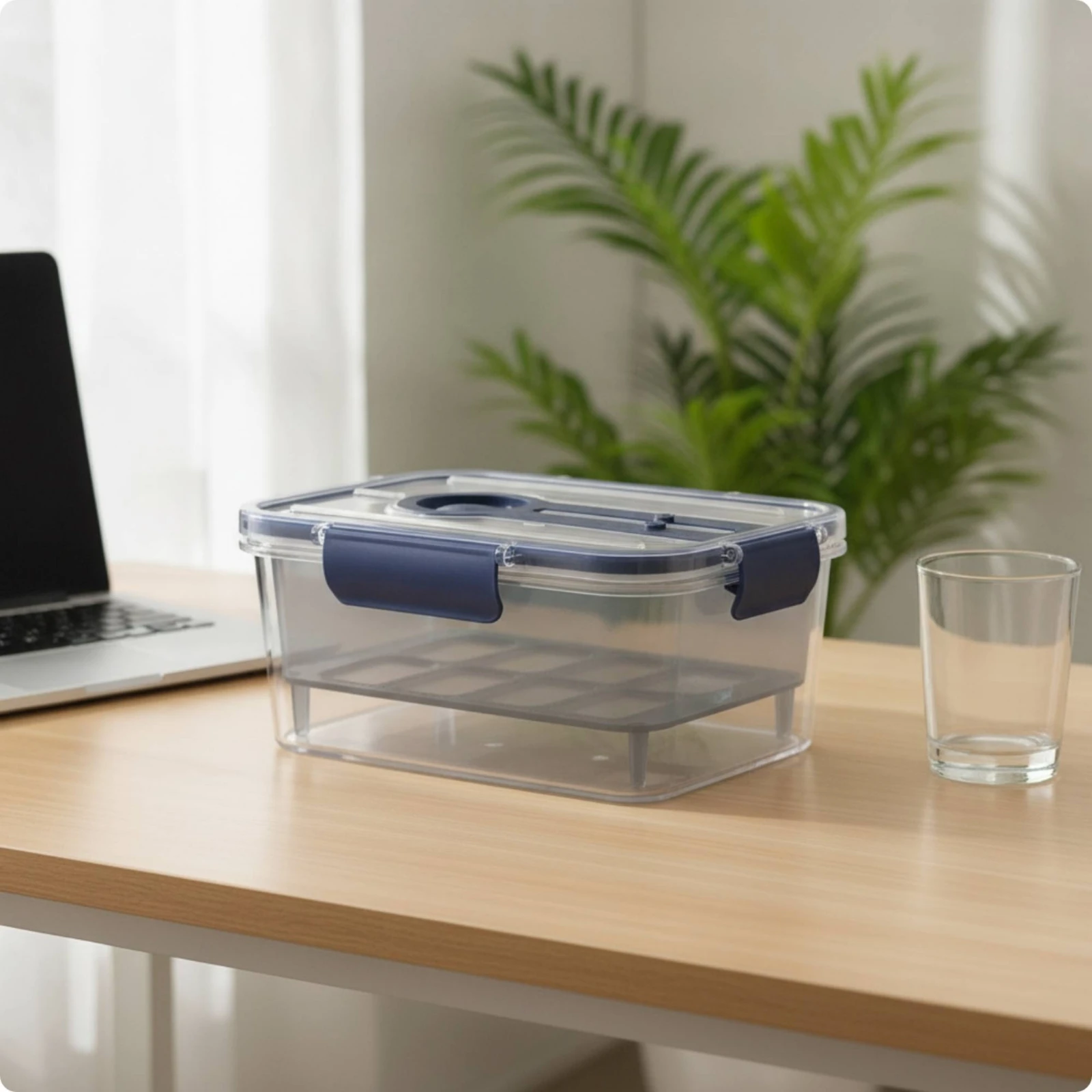Food Storage Container with Removable Colander Airtight Produce Keeper with Drainage Basket Drainage Box Compact Organizer Bins