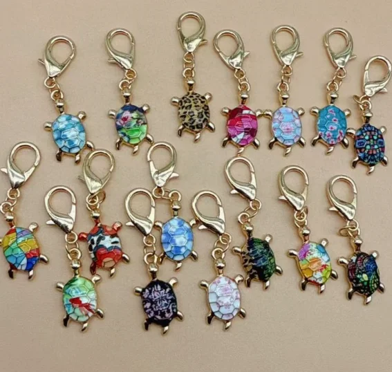 16 pcs Colorful Turtle  Charm Pendants Enamel Craft, Perfect for DIY Earrings, Bracelets, Neck Handmade Craft Supplie