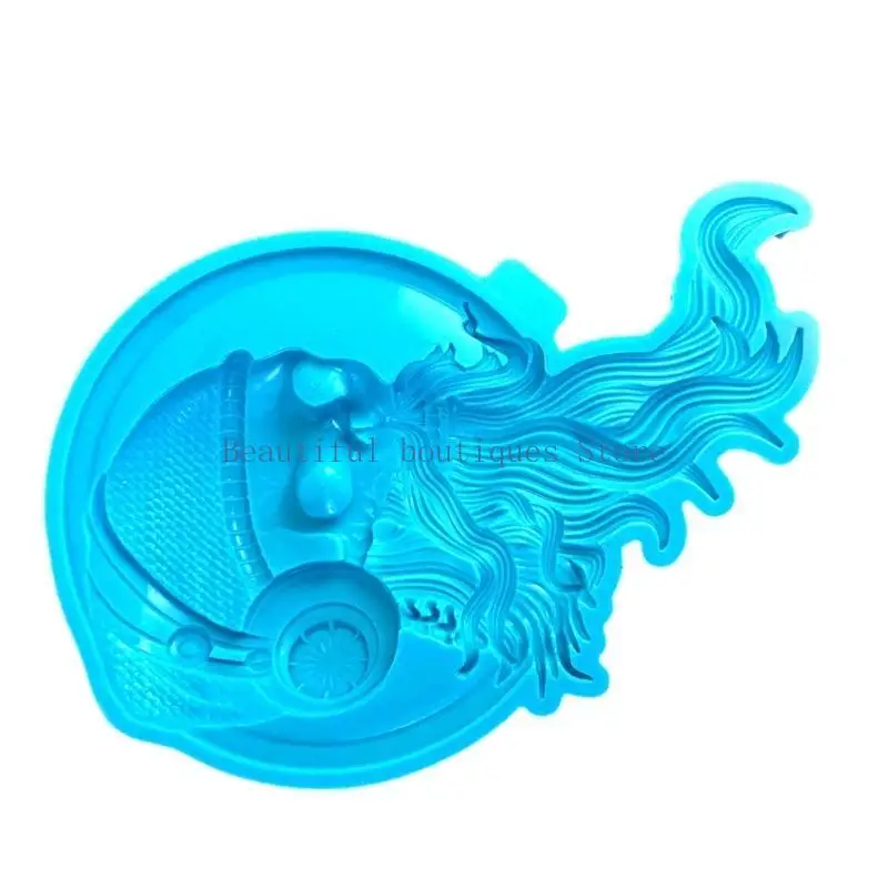 U4LF Long Bearded Skull Mold DIY Halloween Wall Decoration Making Molds Silicone Mold