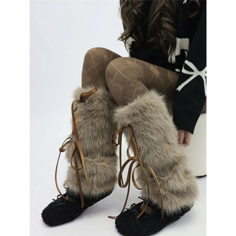 Kawaii Retro Gothic Lolita Leg Cover Female Y2K Harajuku Lace Knee‑Length Flare Leg Warmers Socks Trendy Boots Socks Chic