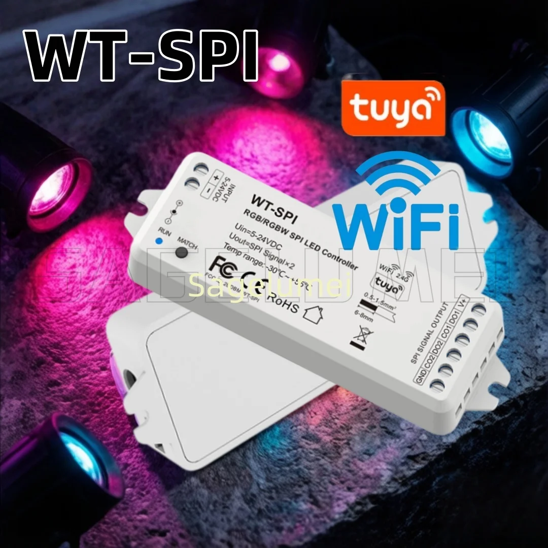 

Контроллер SPI LED Wi-Fi WT-SPI Tuya APP 5V-24VDC 12V 2.4G RF для светодиодных лент WS2811 WS2812 WS2815 UCS1903 Pixel GS8208 RGBW