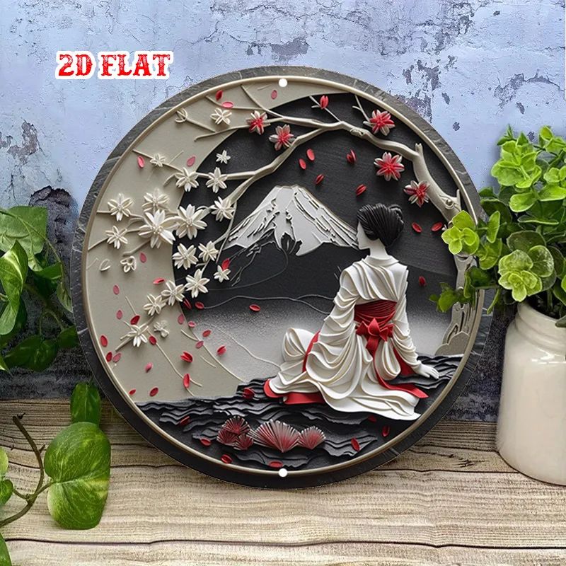 CIFbuy Vintage Aluminum Wall Art Waterproof Geisha Sign For Home Bar Cafe Indoor Outdoor Living Room Room Decor