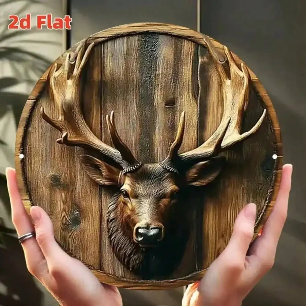 Aleeshop Nordic Deer Head Wall Art, 3D Aluminum Sculpture Rustic Cabin Bar Decor