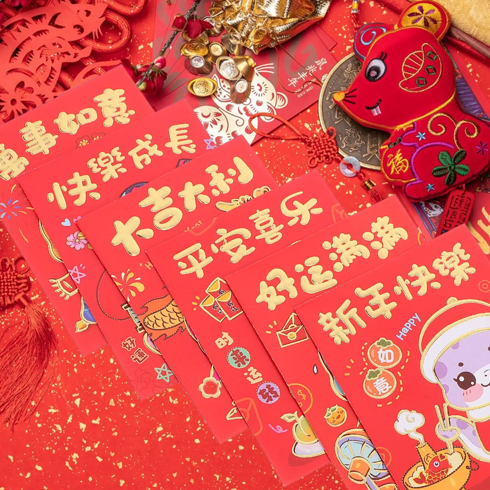 36Pcs Cartoon Snake Paper Red Envelopes Creative New Year Supply 2025 Year Red Packet Money Pouch Spring Festival Present