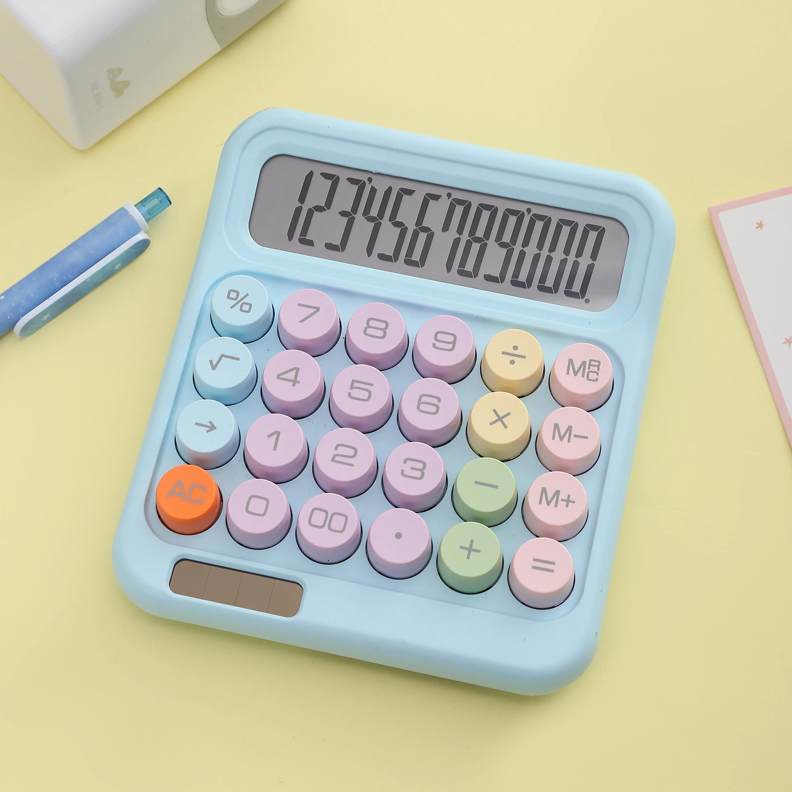 آلة حاسبة مكونة من 12 رقمًا لسطح المكتب مع شاشة LCD كبيرة تعمل بالطاقة الشمسية وبطارية للاستخدام المنزلي والمكتب والمدرسة والأعمال المالية