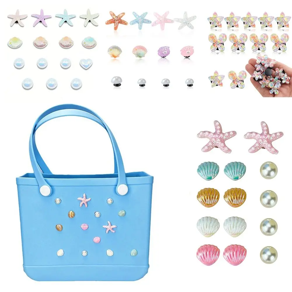 

12/14/15Pcs DIY Charms for Bogg Bag Accessories Handbag Starfish Shell Accessories for Bogg Bag for Bogg Bag/Beach Bag