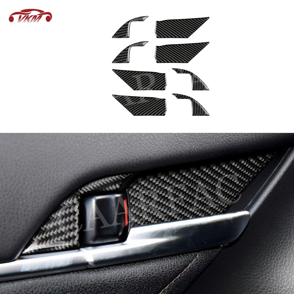 

Carbon Fiber Car Inner Door Handle bowl Trim Panel cover Decorative Frame Stickers For Toyota Camry 2018 2019