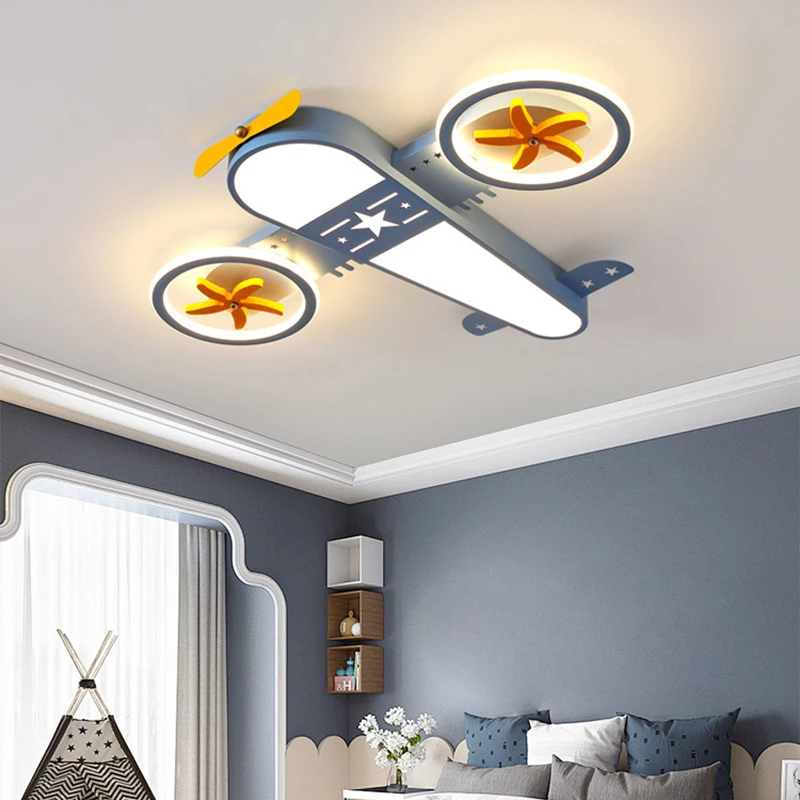 Creative Children's Room Led Airplane Chandeliers Personality Cartoon Bedroom Ceiling Lights Simple Home Interior Lighting Lamps