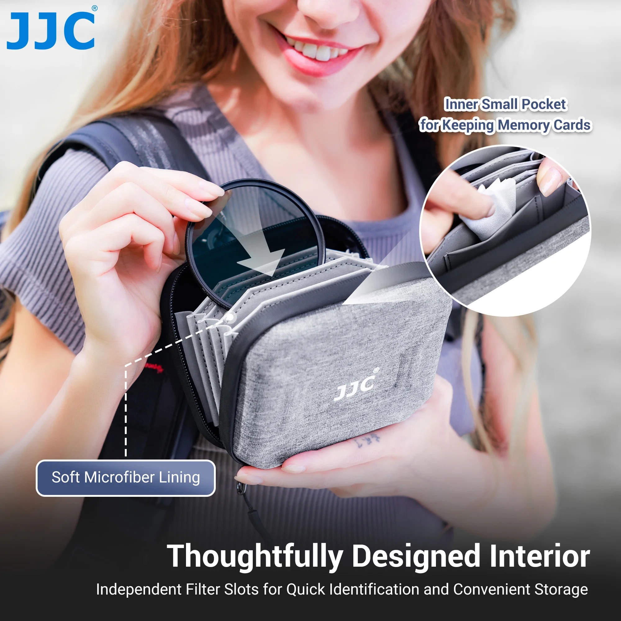 JJC 4 فتحة عدسة كيس مرشح يصل إلى 95 مللي متر تصفية غطاء واقٍ مزخرف لهاتف آيفون عدسة الكاميرا تخزين مرشح ل ND UV CPL تصفية كيس مرشح مقاوم للماء