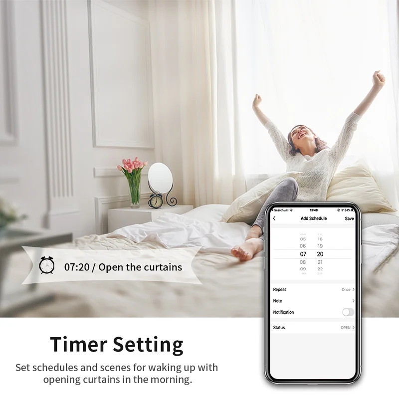 Tuya Smart Life WiFi Curtains Switch 157mm Roller Shutter Electric Motor Google Home Alexa Voice Control Connected House Engine