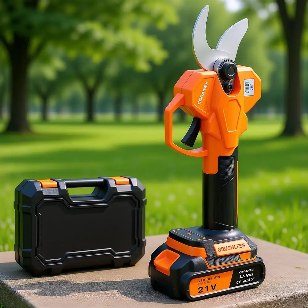 

60mm Electric Pruning Shears - Long Runtime, Brushless Motor, Anti-Slip Grip, Safety Switch for Garden and Tree Trimming