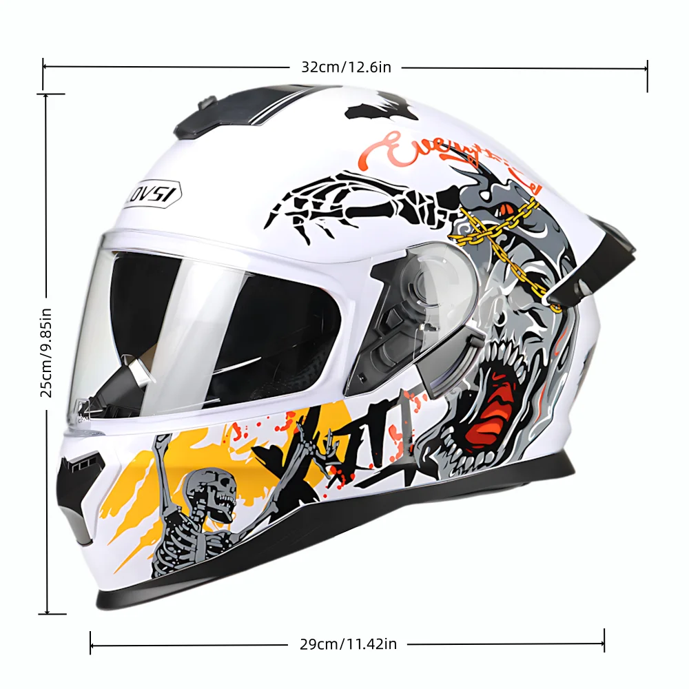 DOT Certified Motorcycle Helmet Unisex with Dual Lens Large Tail Wing for Winter Riding Cool And Stylish Full Face Helmet