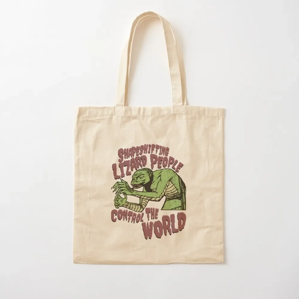 

Shapeshifting Lizard People Control The World Alien Conspiracy Horror B-Movie Tee Tote Bag shopping bag shopper bag women