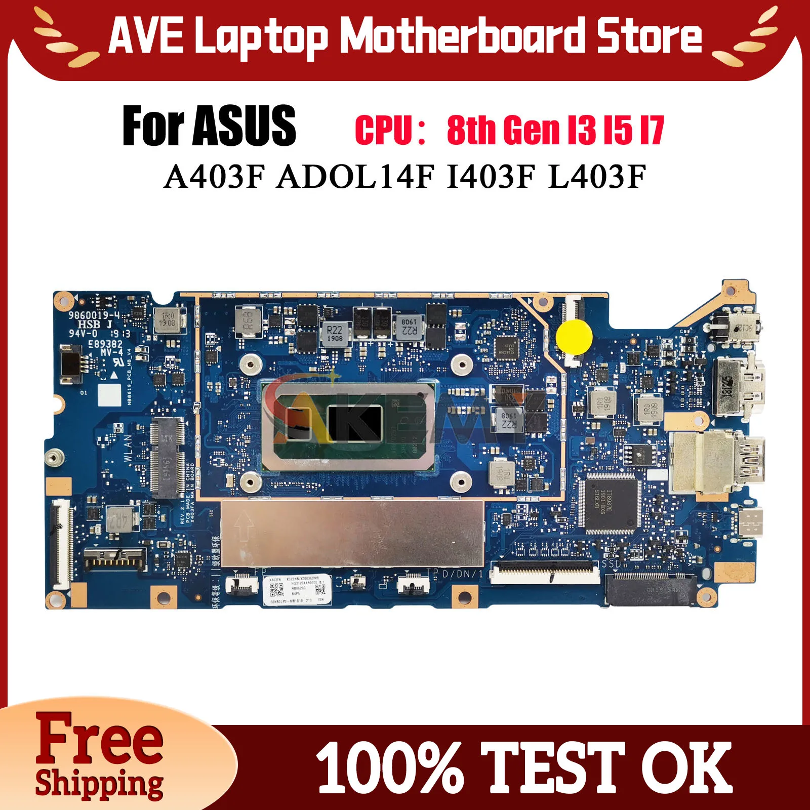 

X403FA Laptop Motherboard For ASUS VivoBook X403F L403F X403FAC A403F X403FA F403F I403F ADOL14F Mainboard With I3 I5 I7 CPU stk