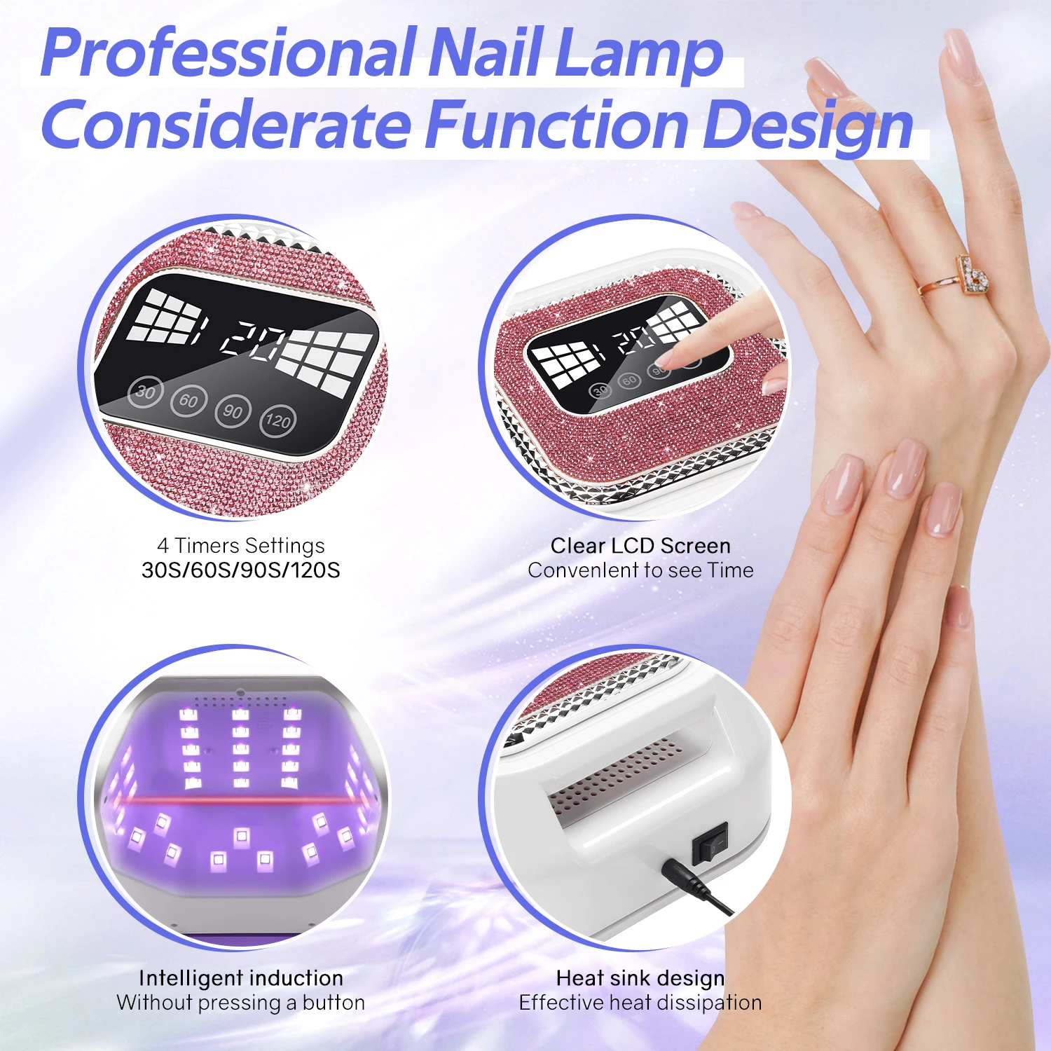 80W UV LED Nail Lamp For Nails Professional Manicure Drying Lamps For Curing All Gel Polish With Large Screen Nail Equipment