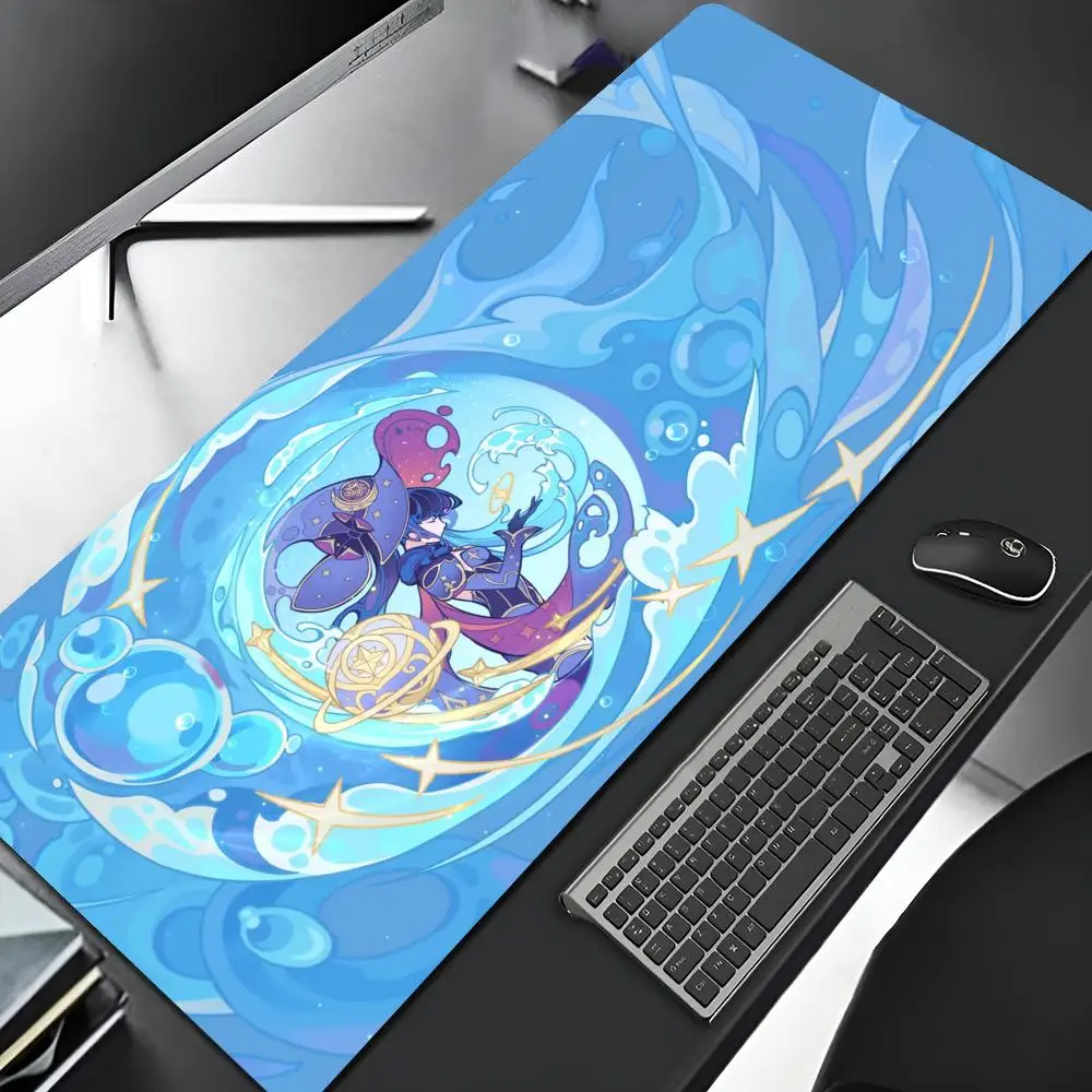 Mona Genshin Impact Mouse Pad Gaming Locking Edge Big Computer Gamer Pearlescent Large Rubber Art Mousepad Laptop Desk Mat