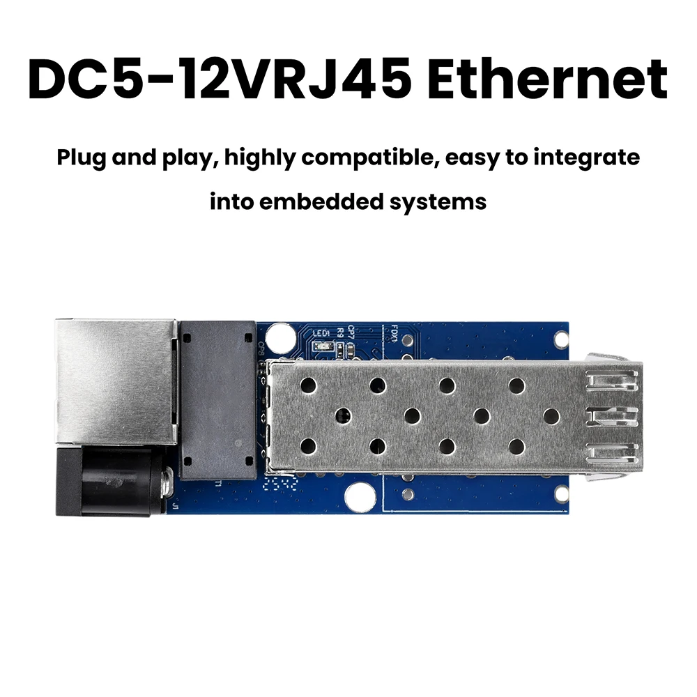DC 5–12V RJ45 Ethernet SFP Gigabit Fibre Optic Transceiver Board 1.25G Optical-to-Electrical Conversion Board Module