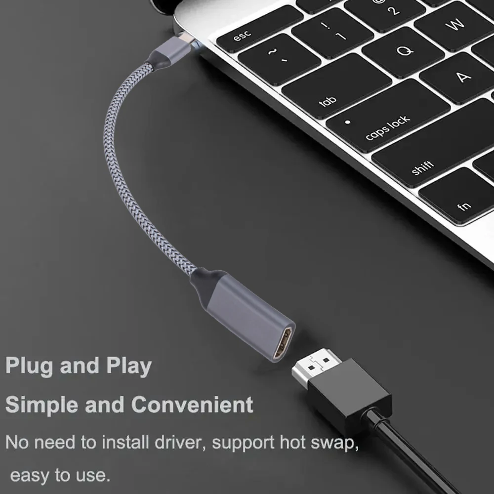 USB C to HDMI Cable 4K@60Hz Type C to HDMI-Compatible Converter HDTV Cable for PC Laptop MacBook Air iPad USB-C HDMI Adapter