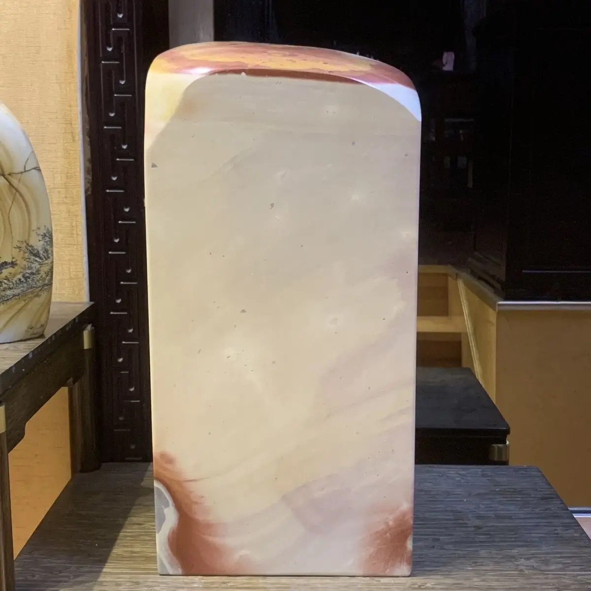 

Large seal 21/21/44 cm fine texture lubrication calligraphy seal carving collection