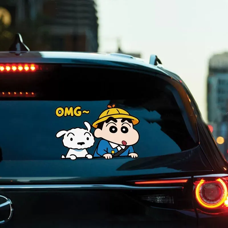 Niedliche Crayon Shin-chan Autoaufkleber Anime-Zubehör Kreatives Design Kofferraum-Kratzerabdeckung Nahtlose Dekorative Aufkleber – Detail 9