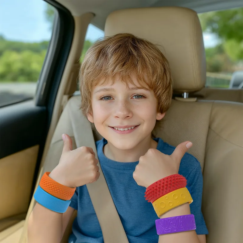 6 sztuk bransoletek slap z teksturowanego silikonu, zabawki antystresowe, sensoryczne zabawki dla dzieci, zabawki fidget dla dorosłych, niezbędne na biurko, do podróży