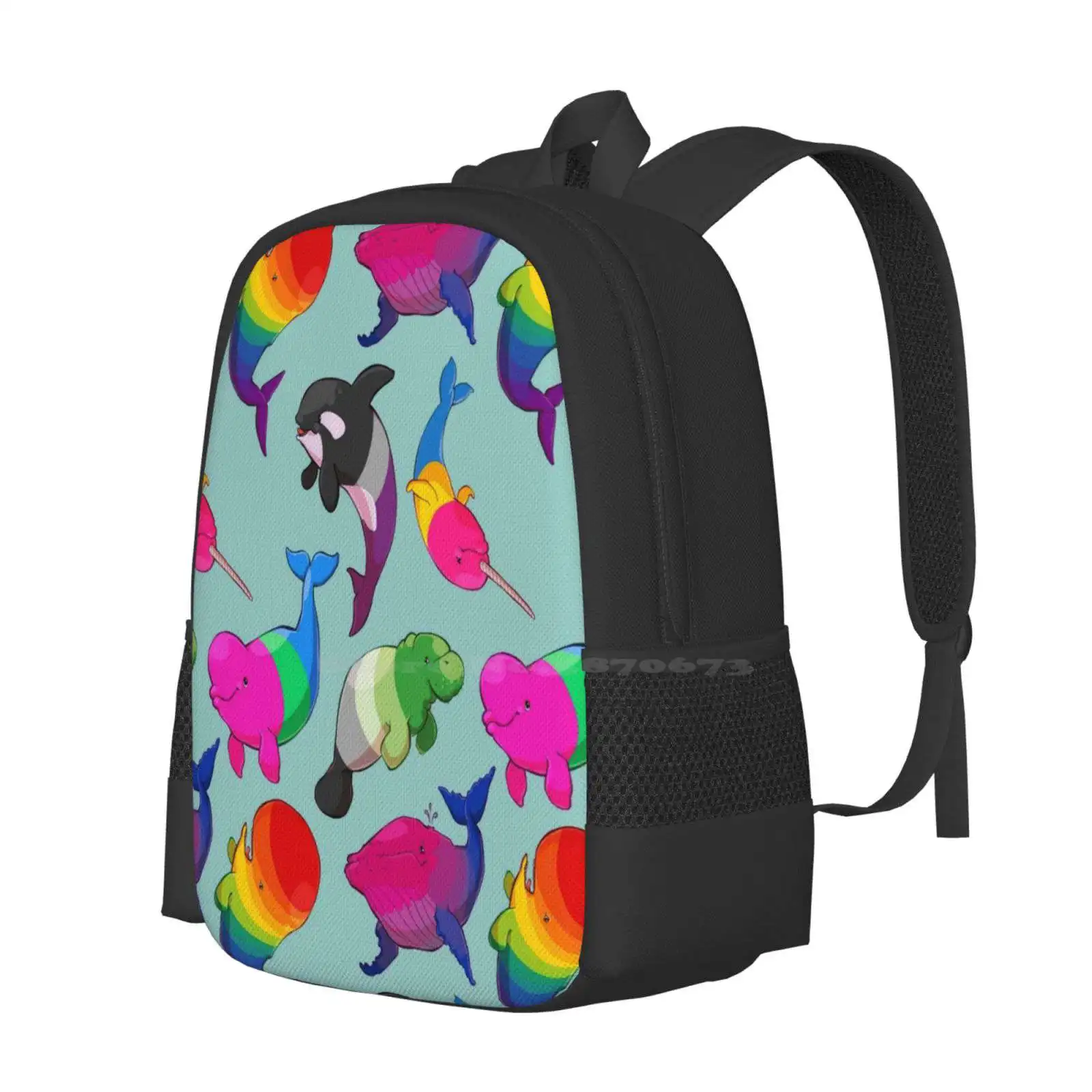 Sexuality Whales ( And Aromanatee ) Pattern Hot Sale Backpack Fashion Bags Queer Rainbow Pride Gay Colors Aromanticism Lovewins