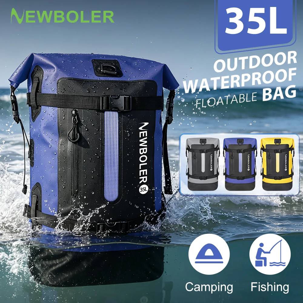 35L Swimming PVC Pack Dry Bag Backpack for Women Men Waterproof Shoulder Kayak Trekking Drifting Rafting Surfing Boating Bag