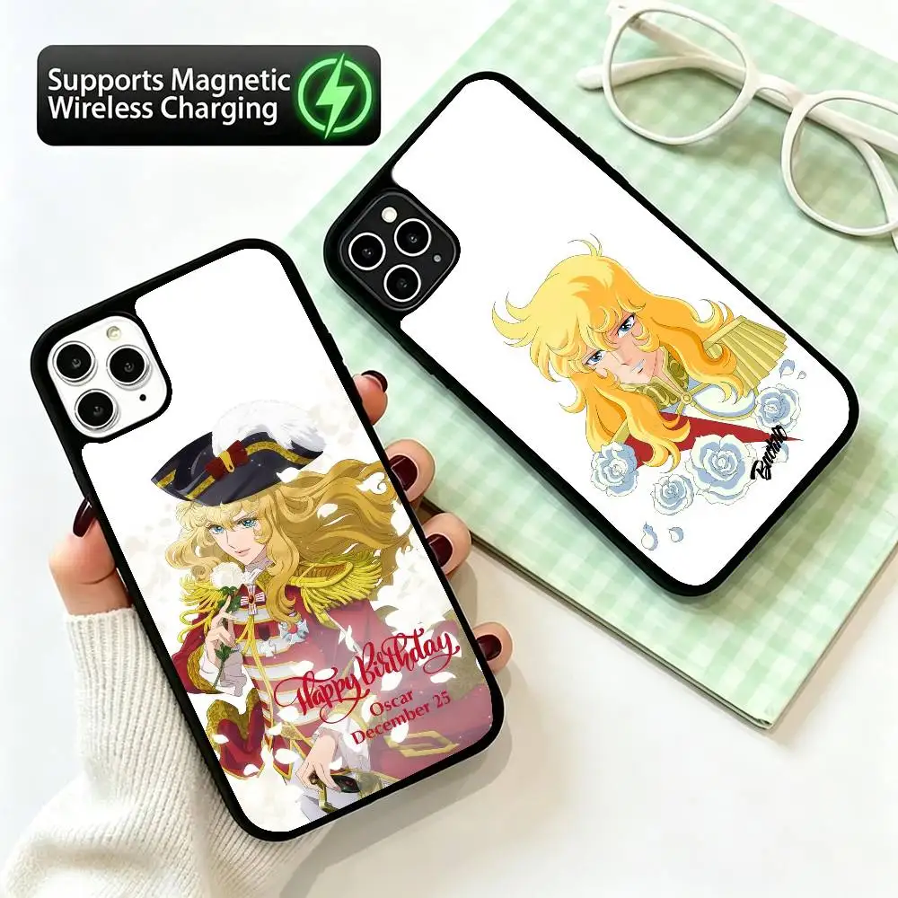 Rose of V-Versailles Lady Oscar Laser  Phone Case For iPhone17,16,15,14,13,12,11 Plus,Pro Supports Magnetic Wireless Charging