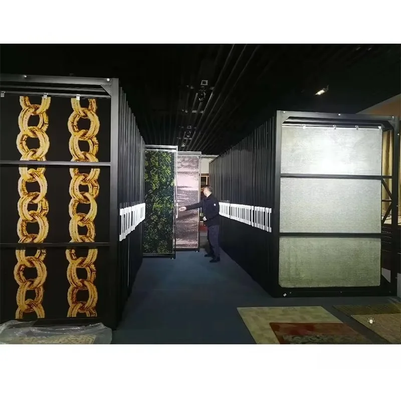 hanging carpet display stand Metal pull-out carpet display stand Carpet floor mat Blanket storage Display cabinet Yoga mat