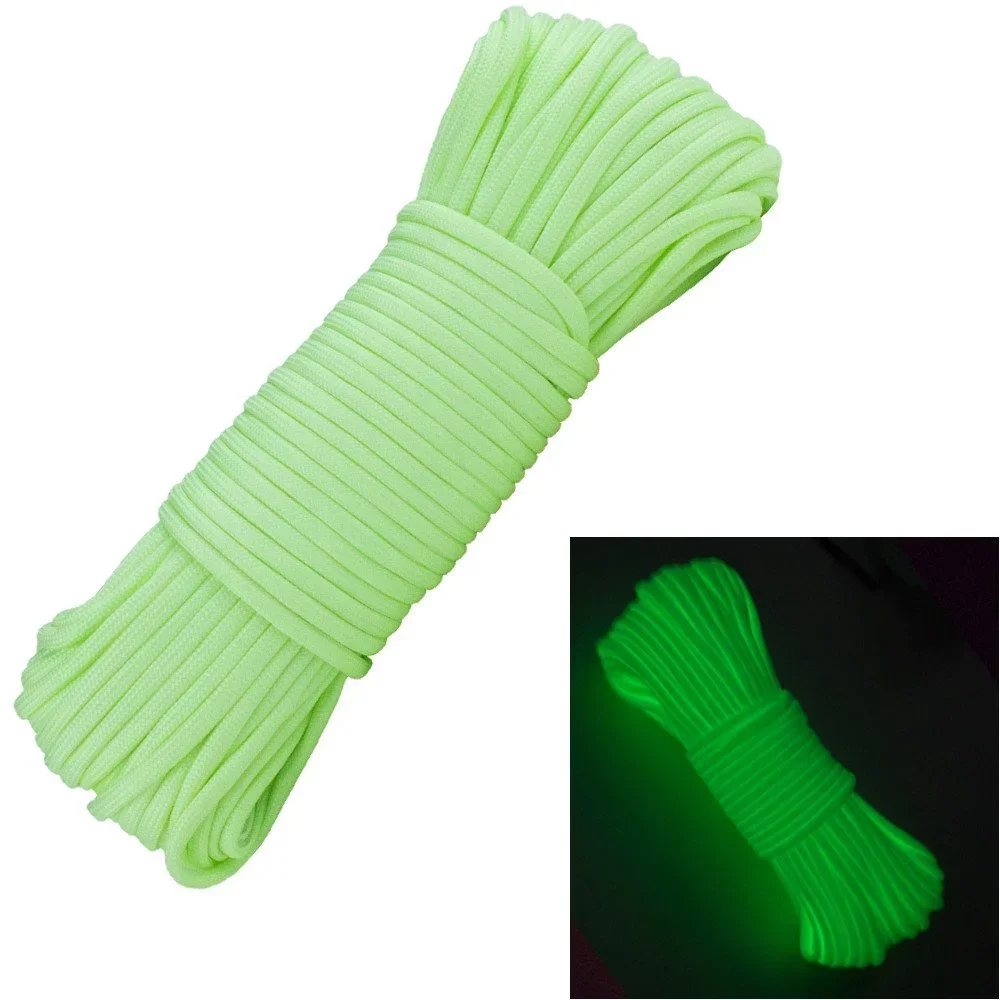 Corda Paracord Luminosa que Brilha no Escuro, 9 Fios, Nylon 3mm, Corda 550 para Barraca, Corda de Paraquedas, Cordão para Camping, Sobrevivência, EDC