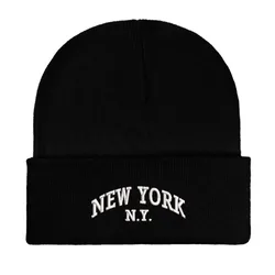 Embroidery Design NEW YORK NY Beanies Knitted hats Custom Text Winter thick caps Men Women Caps Warmer Bonnet hat