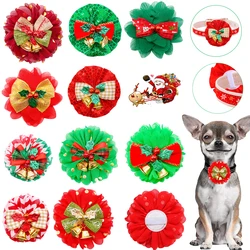 50pcs Christmas Dog Accessories Bell Slidable Dog Collar Accessories For Pet Dog Christmas Bow Ties Dogs Pets Grooming Products