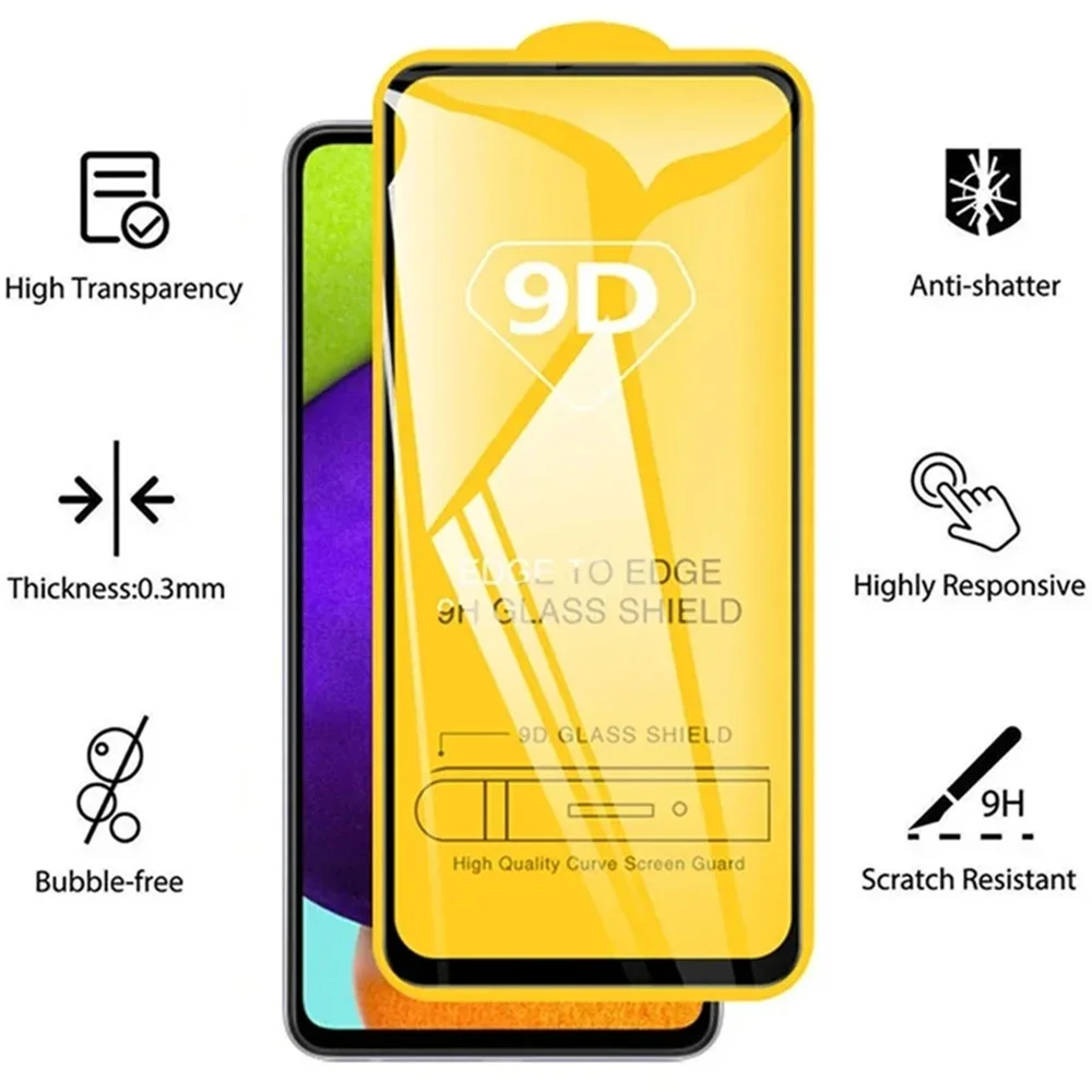 1-4Pcs 9D Full Screen Protector For Samsung J7 2017 A7 2018 A5 A8 A6 J6 J4 Plus M52 M31 M32 M51 M21 M30s A80 A90 Tempered Glass