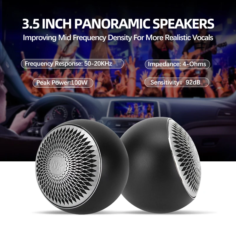 3.5 Inch 4OHM 90DB RMS 40W Aluminium Housing Neo. Magnet Panoramic Midrange Speaker Full Range Car Audio Speaker (1pcs speaker)