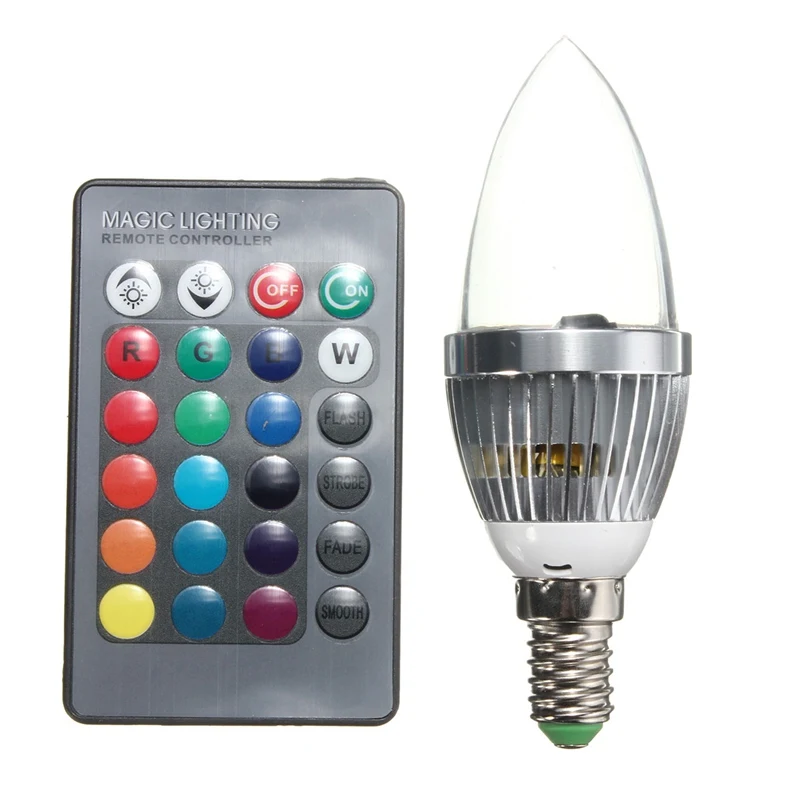 

E14 RGB LED Light Bulb 16 Color Changing Candle Light Spotlight Bulb Lamp with Remote Control AC 85-265V 3W Dropshipping