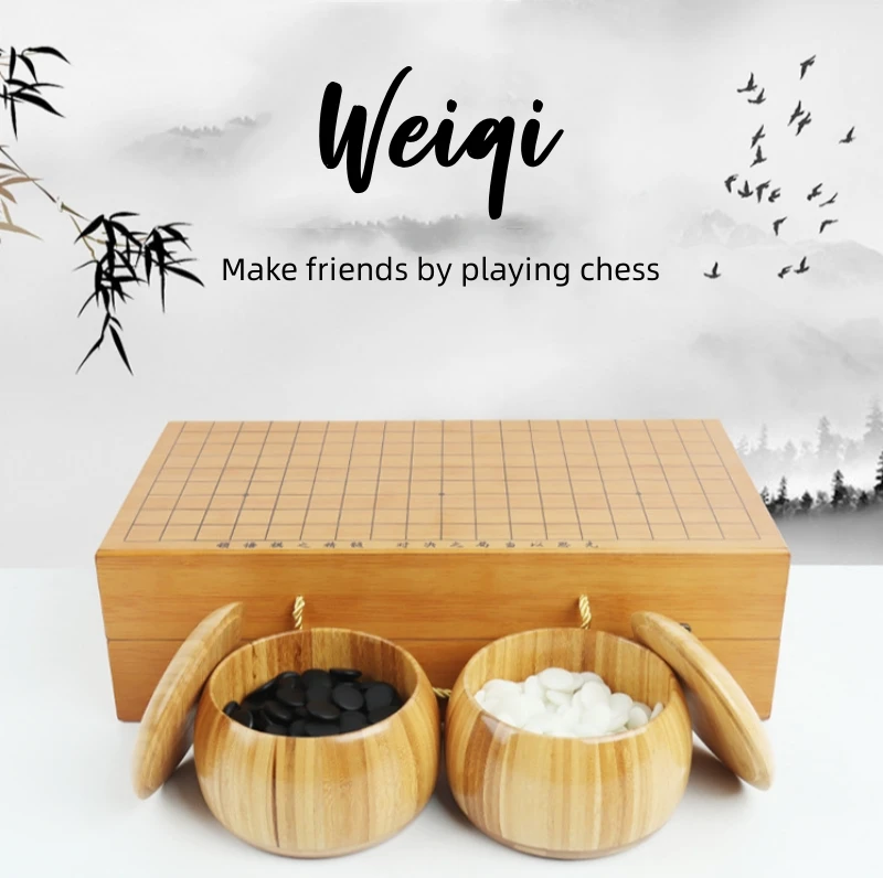 

Chinese Old Board Game Weiqi Checkers Go Game Set Wood Go Game Gift For Children Friends Educational Entertainment Board Game