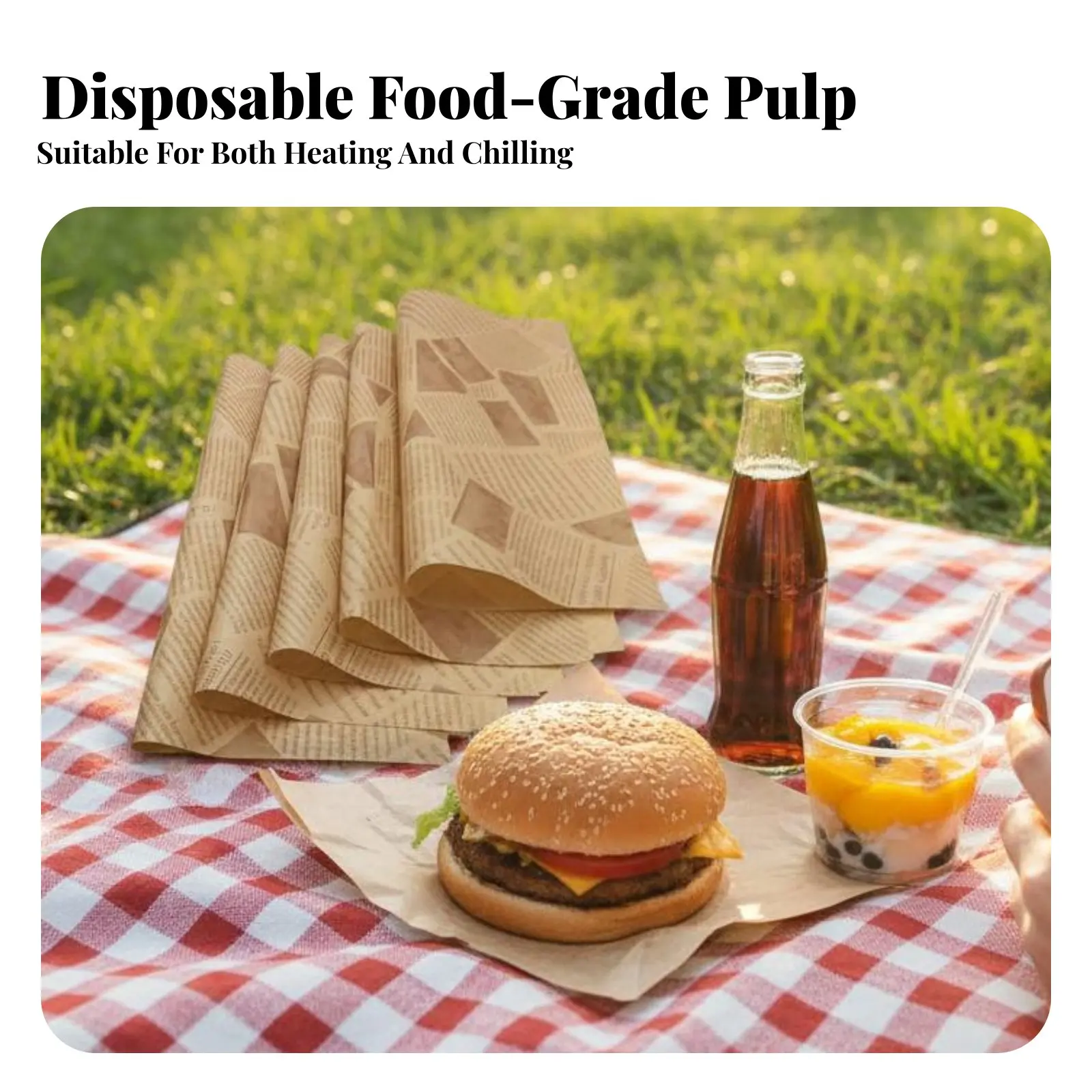 Pulp Burger Box, Snack Takeaway Container, Outdoor Meals, Doodle Design