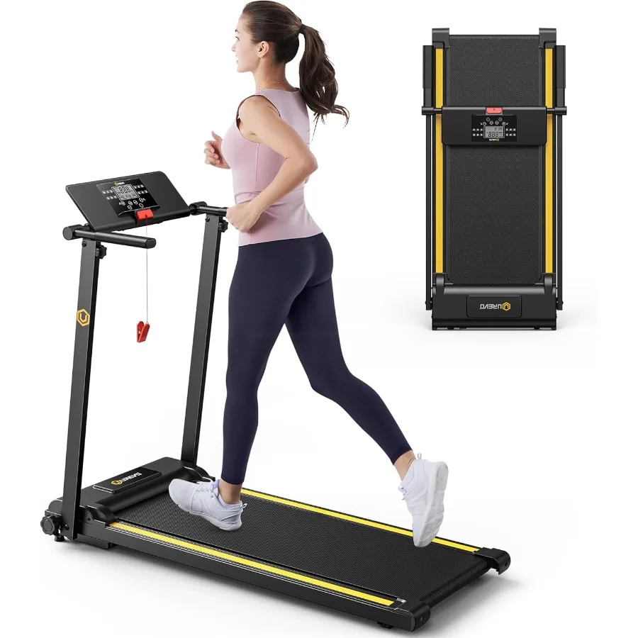 Cinta de correr con estación de trabajo de escritorio para configuración de oficina en casa: cinta de correr compacta debajo del escritorio con programas de entrenamiento HIIT