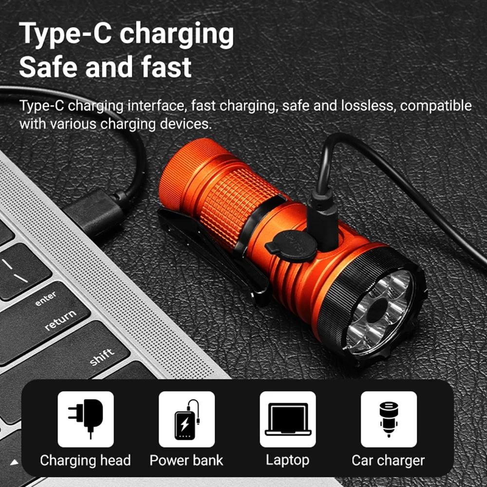 Mini Multifunctional Strong Light 7Led White/Red/Green/Blue/365nm UV Flashlight Rechargeable Hiking Lamp Magnet Work Torch X78