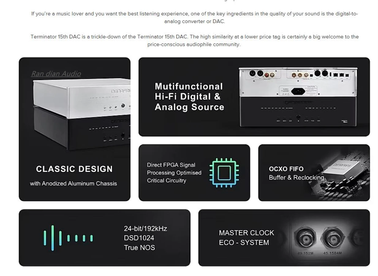 2025 Hi-end DENAFRIPS TERMINATOR 15TH R2R+DSD Framework DAC Discrete Resistor R2R Full-balanced Decoder DSD1024 HDMI I2S,RCA XLR