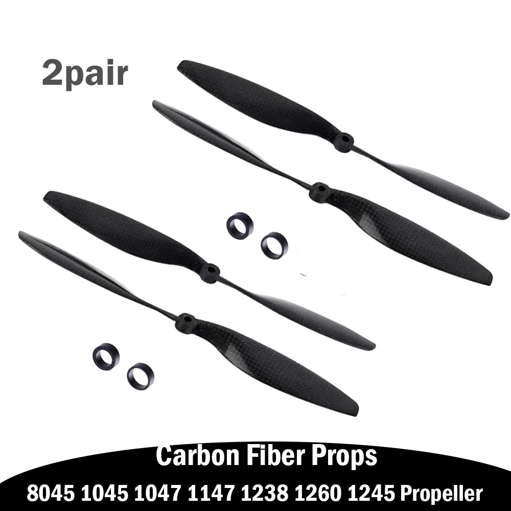 2pairs Carbon Fiber CW CCW Props Blade 8045 1045 1047 1147 1238 1260 1245 for RC Drone Quadcopter Hexacopter accessory