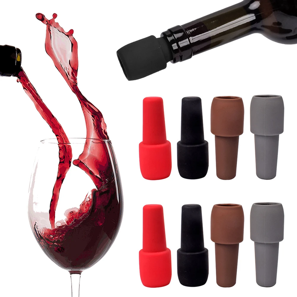 8Pcs Reusable Silicone Wine Stoppers for Freshness