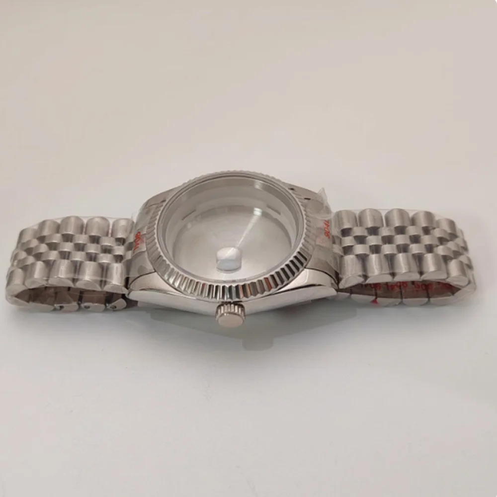 Cassa per orologio da 41 mm + cinturino per cassa in acciaio inossidabile da uomo Miyota 8285 con cinturino in acciaio inossidabile con cristallo di zaffiro per movimento 8285