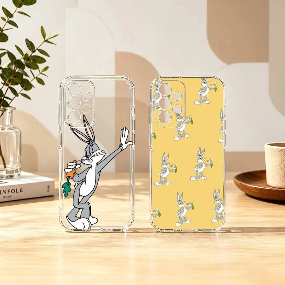 Cute B-Bunnys Cartoon Bugs Gift Phone Case Transparent Silicone Soft For Samsung S25,S24,S21,S22,S23,S30,Ultra,S20,Plus,Fe