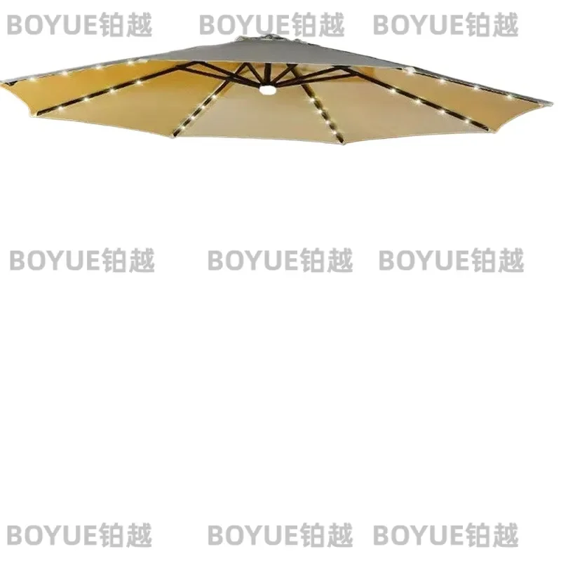 Solar Banana Umbrella with LED Light for Outdoor Patio Terrace Cafe Garden Shade Canopy Wholesale Leisure Sun Protection